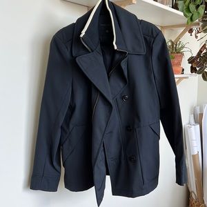 Banana Republic Mens Rain Resistant Navy Blue Peacoat with zipper & buttons | M